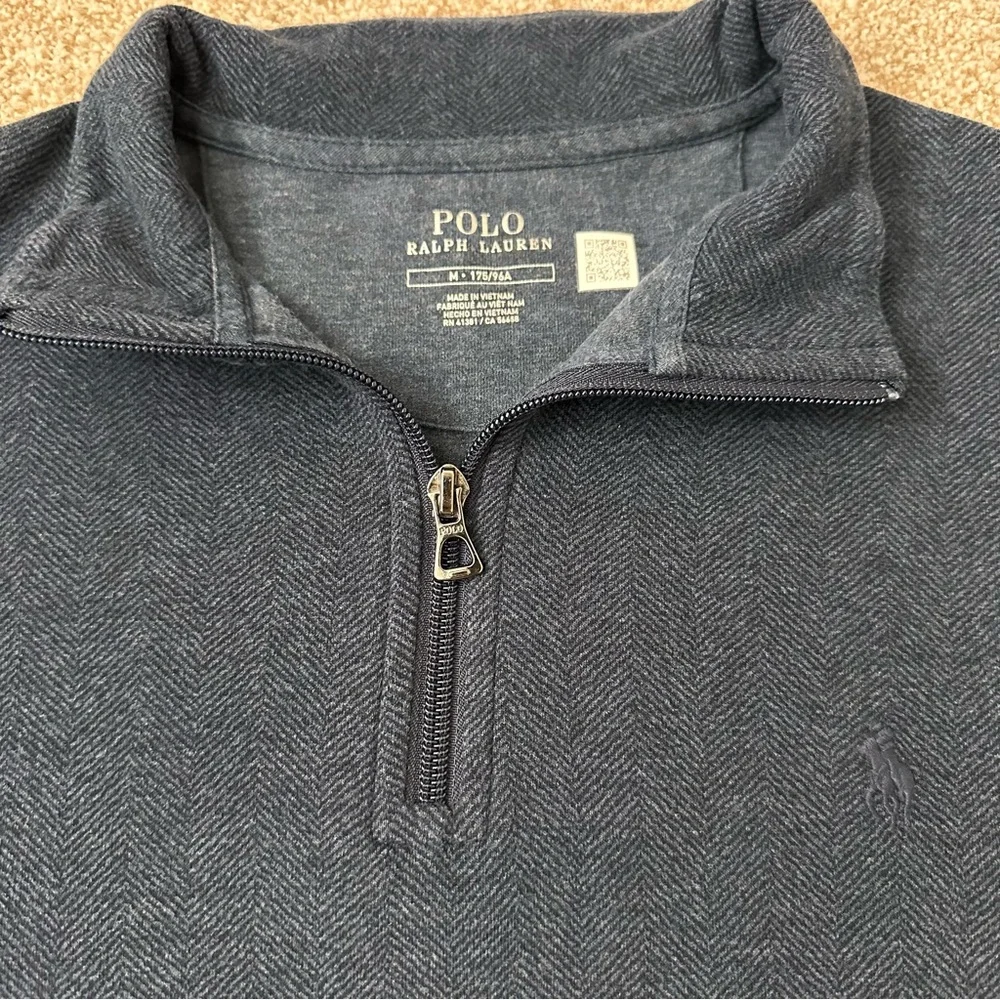 Polo Ralph‎ Lauren Quarter Zip Pullover Sweater Navy Herringbone Men’s Medium